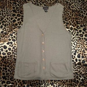 Vintage 90s Beige Lightweight Button Down Vest